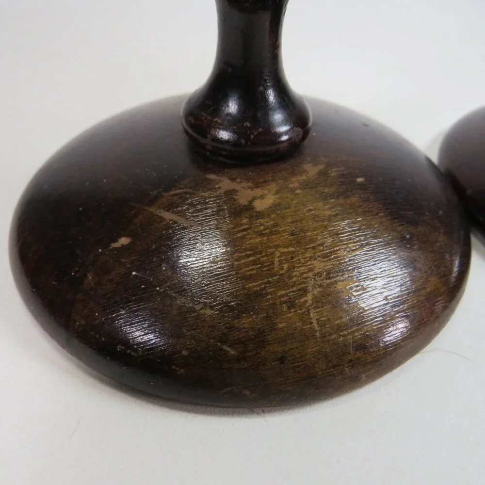 Dark Real Wood Candlesticks Vintage 9